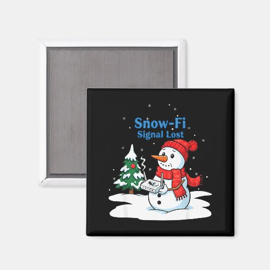 Snow-fi Signal Lost Funny Christmas Snowman Wifi Magneet (Voorkant / Achterkant)