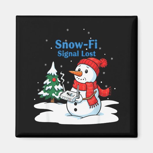 Snow-fi Signal Lost Funny Christmas Snowman Wifi  Magneet (Voorkant)