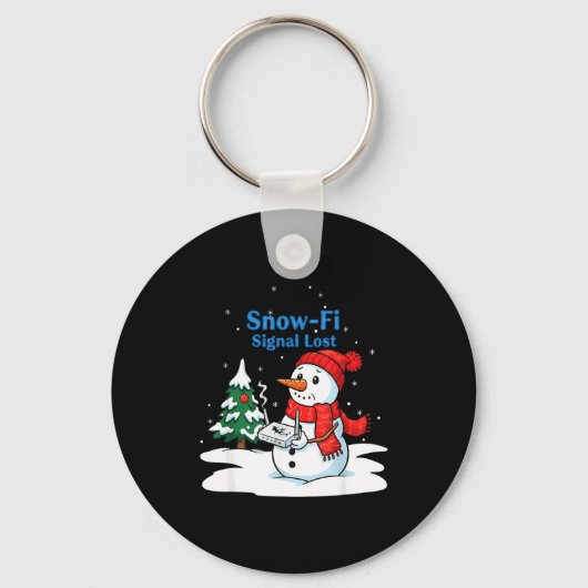 Snow-fi Signal Lost Funny Christmas Snowman Wifi Sleutelhanger (Voorkant)
