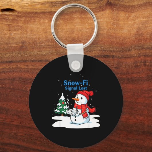 Snow-fi Signal Lost Funny Christmas Snowman Wifi Sleutelhanger (Voorkant)