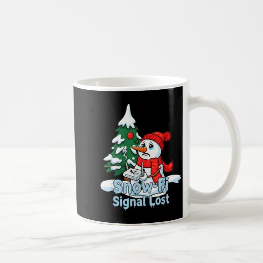 Snow-fi Signal Lost Funny Snowman Christmas Art Koffiemok (Rechts)