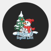 Snow-fi Signal Lost Funny Snowman Christmas Art Ronde Sticker (Voorkant)