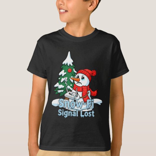 Snow-fi Signal Lost Funny Snowman Christmas Art T-shirt (Voorkant)