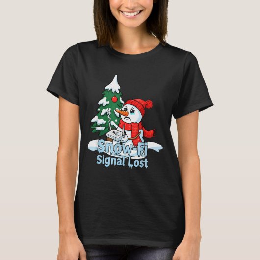 Snow-fi Signal Lost Funny Snowman Christmas Art  T-shirt (Voorkant)