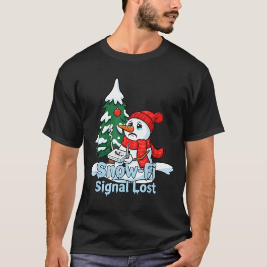 Snow-fi Signal Lost Funny Snowman Christmas Art T-shirt (Voorkant)