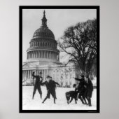 Snow Fight at Capital Washington, DC 1925 Poster (Voorkant)