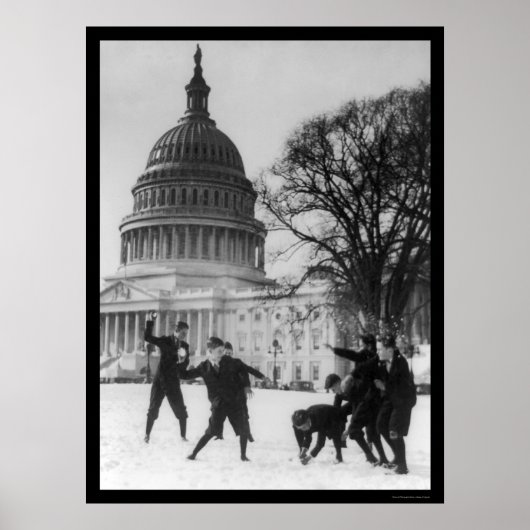 Snow Fight at Capital Washington, DC 1925 Poster (Voorkant)