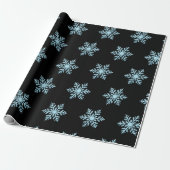 Snow Flake Wrapping Paper On Black Backing Cadeaupapier (Uitgerold)