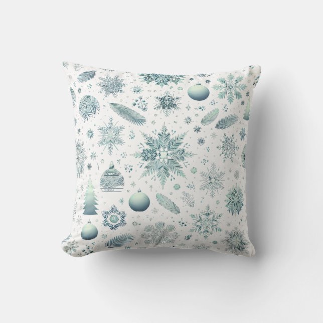 Snow Flakes Christmas Sierkussen (Voorkant)