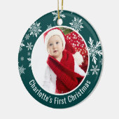 Snow Flakes Lijst Baby's eerste kerstfoto Keramisch Ornament (Links)