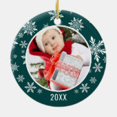 Snow Flakes Lijst Baby's eerste kerstfoto Keramisch Ornament (Achterkant)