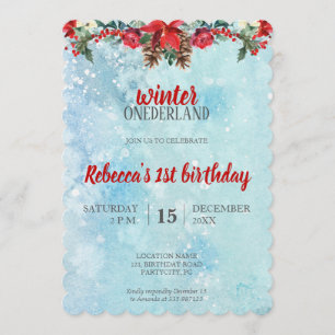 Snow Floral Winter ONEderland 1e verjaardag Kaart