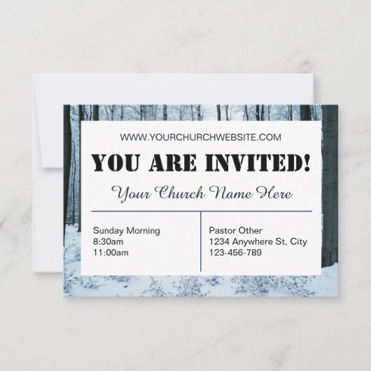 Snow Forest Church Invitation Kaart (Voorkant)