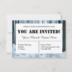 Snow Forest Church Invitation Kaart