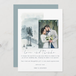 Snow Forest Wedding Photo Love and Bedankt