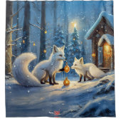 Snow Fox Holiday Design beroemd gemaakt door Rich  Douchegordijn (Voorkant)
