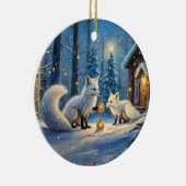 Snow Fox Holiday Design beroemd gemaakt door Rich  Keramisch Ornament (Rechts)