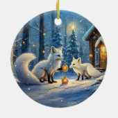 Snow Fox Holiday Design beroemd gemaakt door Rich  Keramisch Ornament (Achterkant)