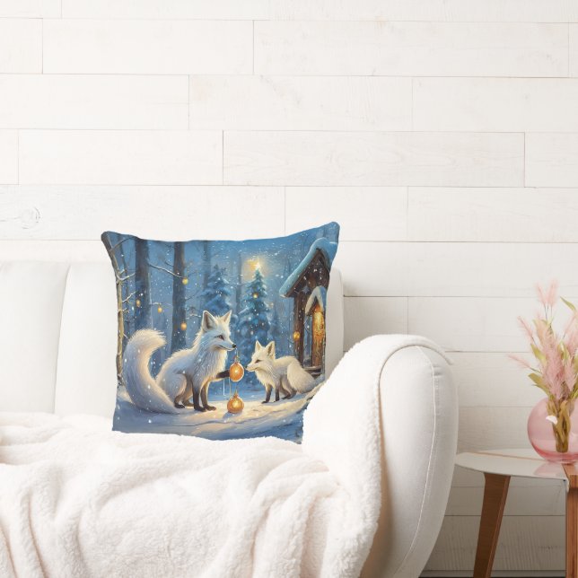 Snow Fox Holiday Design beroemd gemaakt door Rich  Kussen (Bank)