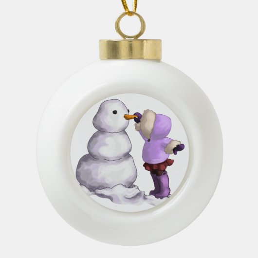 Snow Friend Keramische Bal Ornament (Voorkant)
