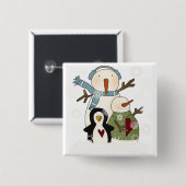 Snow Friends Holiday T-shirts en cadeautjes Vierkante Button 5,1 Cm (Voorkant /achterkant)
