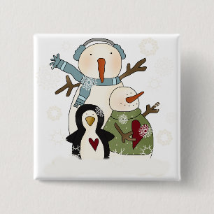 Snow Friends Holiday T-shirts en cadeautjes Vierkante Button 5,1 Cm