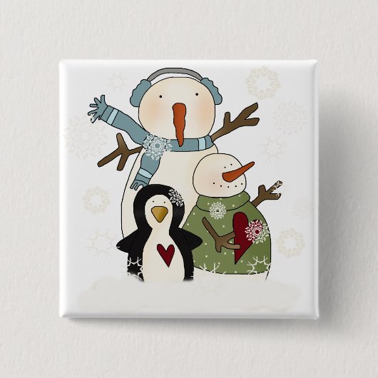 Snow Friends Holiday T-shirts en cadeautjes Vierkante Button 5,1 Cm (Voorkant)