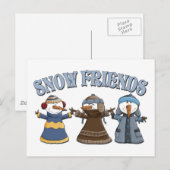 Snow Friends Snowmen Briefkaart (Voorkant / Achterkant)