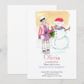 Snow Fun Birthday Party Invitation Kaart (Voorkant / Achterkant)