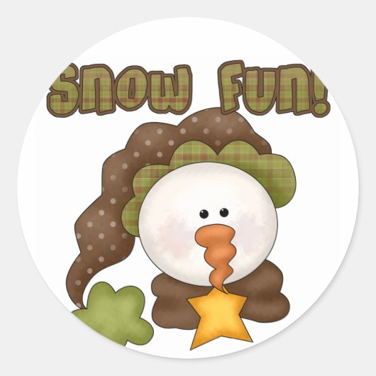 Snow Fun One T-shirts en cadeaus Ronde Sticker (Voorkant)