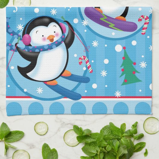 Snow Fun Penguins Kitchen Towel Theedoek (Gevouwen)