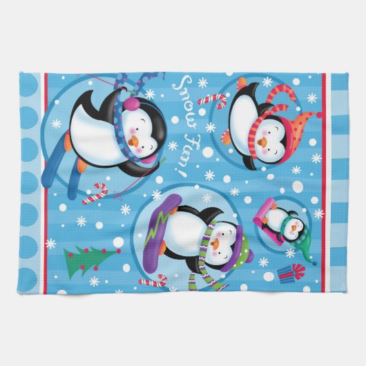 Snow Fun Penguins Kitchen Towel Theedoek (Horizontaal)