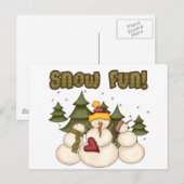 Snow Fun Twee T-shirts en cadeaus Briefkaart (Voorkant / Achterkant)