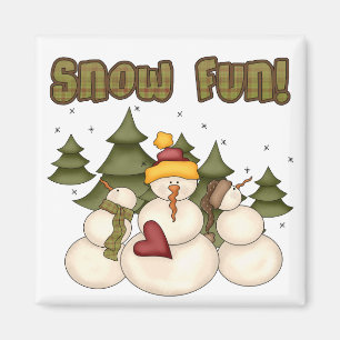 Snow Fun Twee T-shirts en cadeaus Magneet