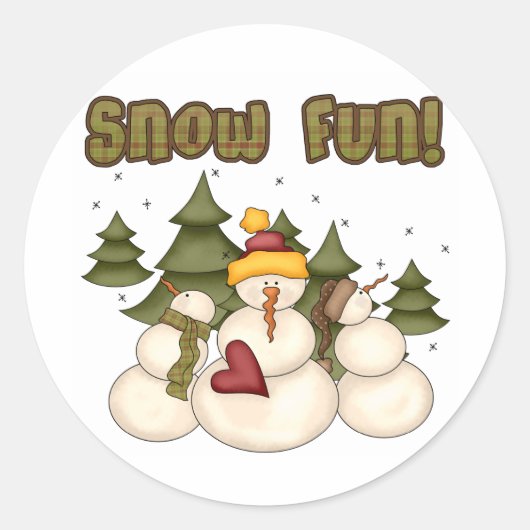 Snow Fun Twee T-shirts en cadeaus Ronde Sticker (Voorkant)