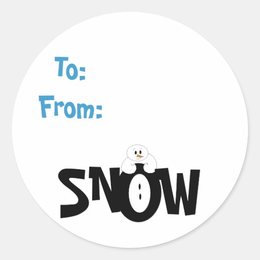 Snow Gifttag Ronde Sticker (Voorkant)
