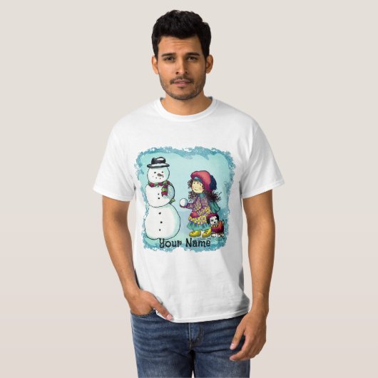 Snow Girl Snowman T-shirts op maat (Voorkant volledig)