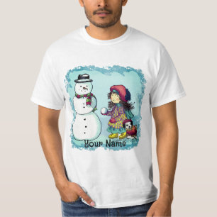 Snow Girl Snowman T-shirts op maat