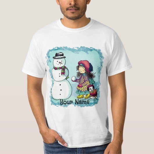Snow Girl Snowman T-shirts op maat (Voorkant)