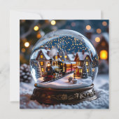Snow glob Vintage Train Christmas Personalized Feestdagenkaart (Voorkant)