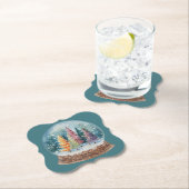 Snow Globe Colorful Christmas Tree Forest Kartonnen Onderzetters (Insitu)