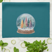 Snow Globe Colorful Christmas Tree Forest Theedoek (Gevouwen)