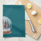 Snow Globe Colorful Christmas Tree Forest Theedoek (Quarter Fold)