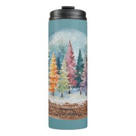 Snow Globe Colorful Christmas Tree Forest Thermosbeker