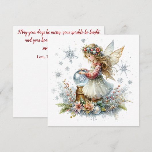 Snow Globe Fairy Holiday Card (Voorkant / Achterkant)