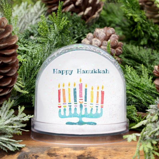 Snow globe happy Hanukkah family personalize Sneeuwbol (Winter)