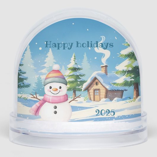 Snow globe happy holidays personalize sneeuwbol (Voorkant)