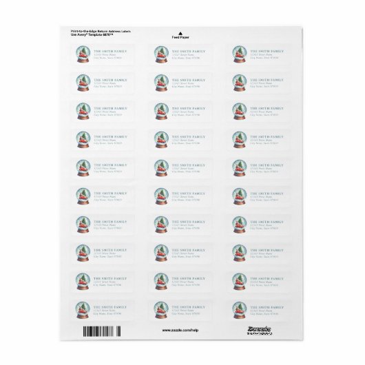 Snow Globe Return Address Labels (Full Sheet)