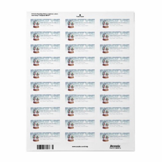 Snow Globe Return Address Labels (Full Sheet)
