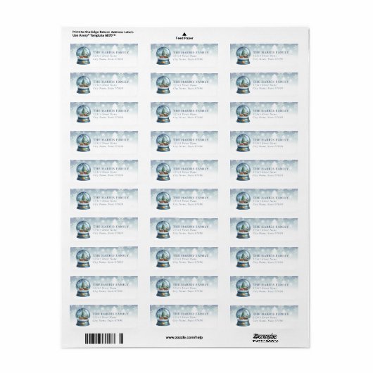 Snow Globe Return Address Labels (Full Sheet)